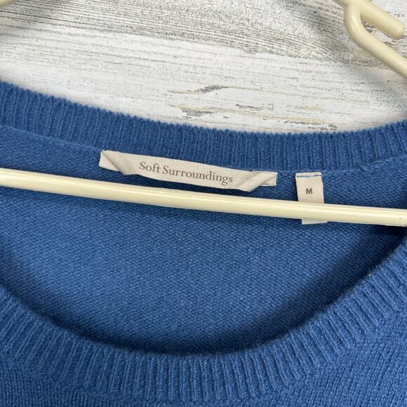 Soft Surroundings Woman’s Cashmere Blue Soft Sweater Size Medium Tunic Buttons - Picture 5 of 8